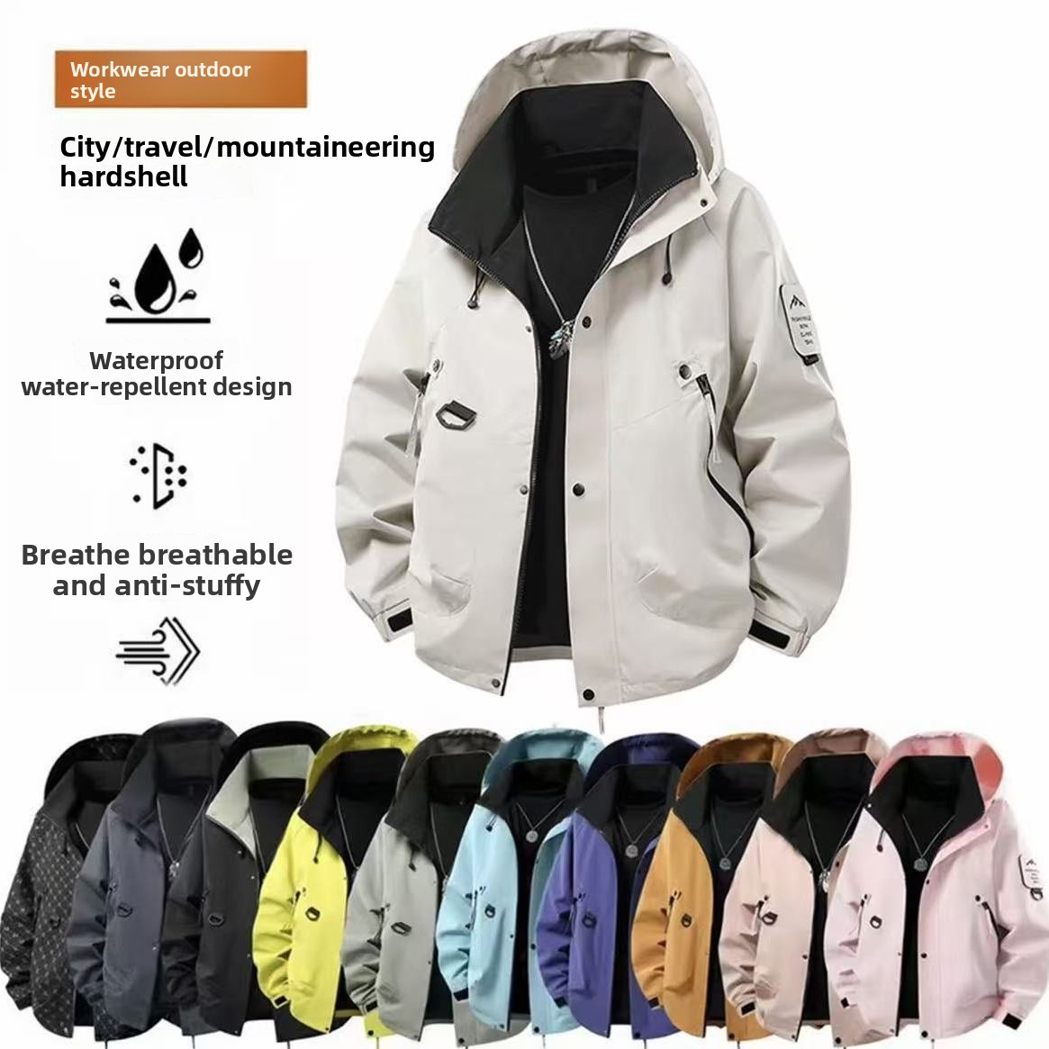 Cycling Rain Jacket Commute - Giacca Impermeabile Unisex UPF50+ per Escursionismo,