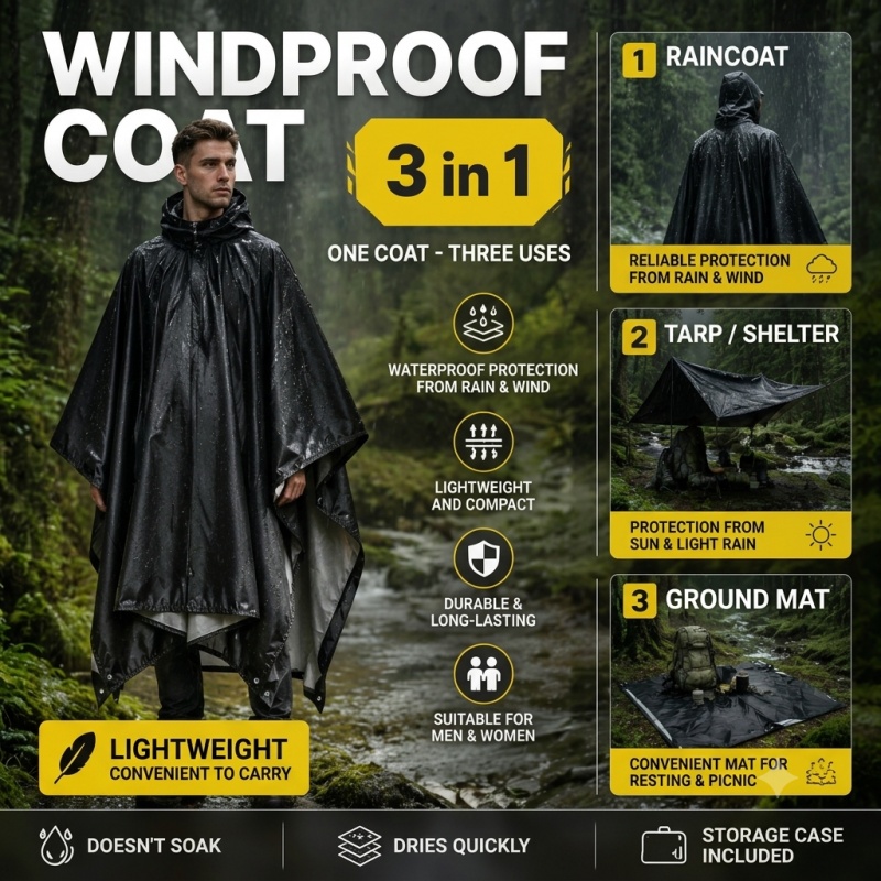 Poncho antipioggia con cappucc - Cycling Rain Jacket Commute recensione e prezzo